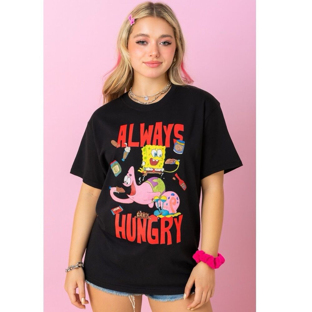 Nickelodeon SpongeBob Graphic T-Shirt L Black Patrick Gary‎